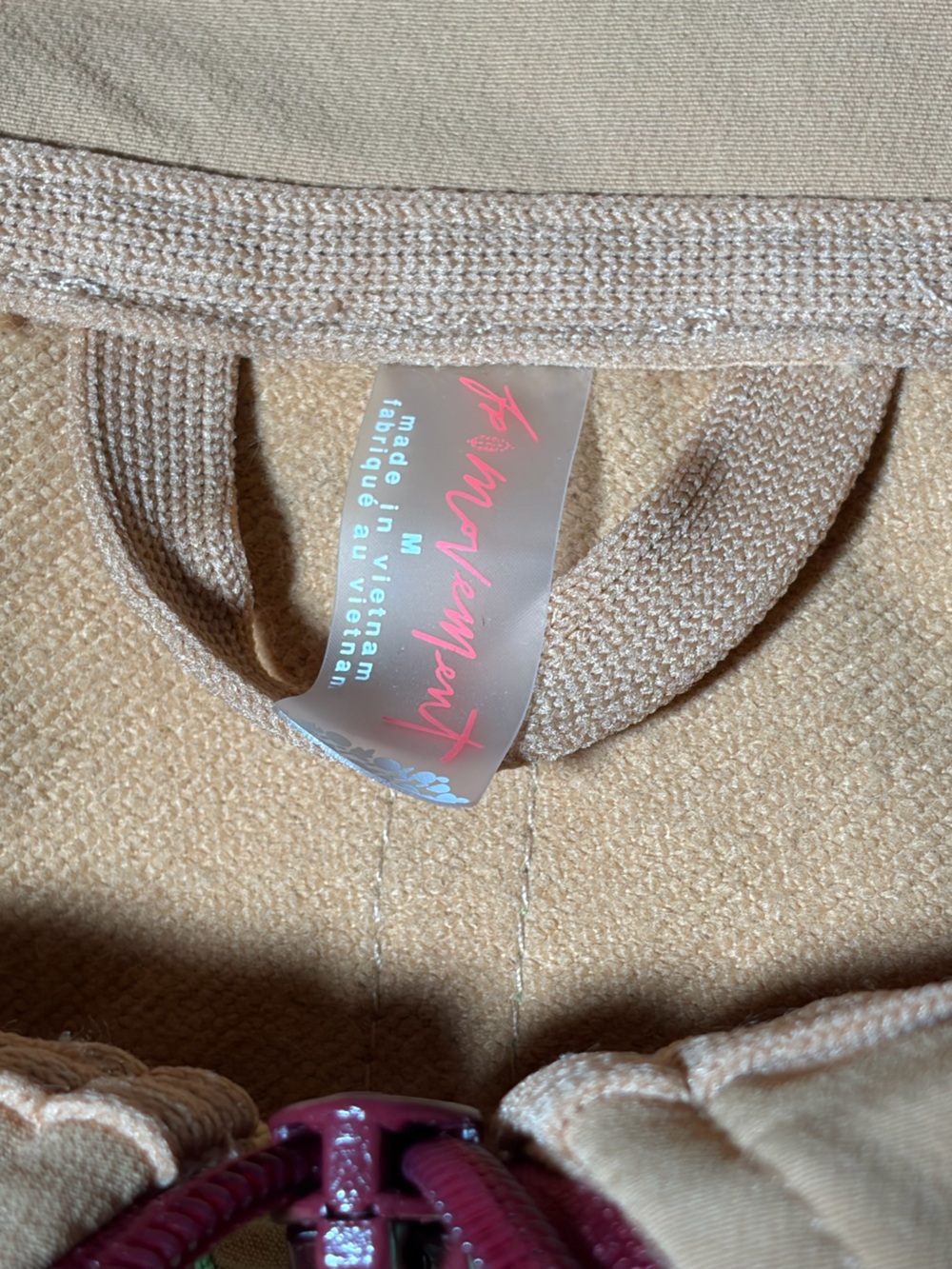 Free People FP Movement So Fly Half Zip Jacket Tan Pullover Medium M - Picture 7 of 8